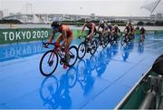 27 July 2021; Nicola Spirig of Switzerland during the Women's Triathlon at the Odaiba Marine Park during the 2020 Tokyo Summer Olympic Games in Tokyo, Japan. Photo by Stephen McCarthy/Sportsfile