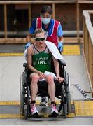 27 July 2021; Carolyn Hayes of Ireland is assisted by a medic after the Women's Triathlon at the Odaiba Marine Park during the 2020 Tokyo Summer Olympic Games in Tokyo, Japan. Photo by Stephen McCarthy/Sportsfile