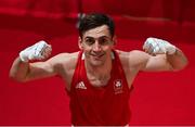 27 July 2021; Aidan Walsh of Ireland after defeating Albert Mengue Ayissi of Cameroon in his Men's Welterweight Round of 16 at the Kokugikan Arena during the 2020 Tokyo Summer Olympic Games in Tokyo, Japan. Photo by Ramsey Cardy/Sportsfile