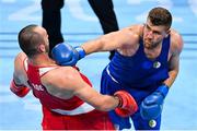 27 July 2021; Muslim Gadzhimagomedov of Russian Olympic Committee, left, and Abdelhafid Benchable of Algeria during the Men's Heavyweight Round of 16 bout at the Kokugikan Arena during the 2020 Tokyo Summer Olympic Games in Tokyo, Japan. Photo by Ramsey Cardy/Sportsfile