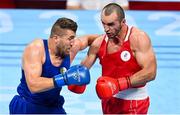 27 July 2021; Muslim Gadzhimagomedov of Russian Olympic Committee, right, and Abdelhafid Benchable of Algeria during the Men's Heavyweight Round of 16 bout at the Kokugikan Arena during the 2020 Tokyo Summer Olympic Games in Tokyo, Japan. Photo by Ramsey Cardy/Sportsfile