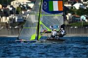 27 July 2021; Robert Dickson, right, and Sean Waddilove of Ireland in action during the 49er Men at the Enoshima Yacht Harbour during the 2020 Tokyo Summer Olympic Games in Tokyo, Japan. Photo by Brendan Moran/Sportsfile
