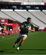 27 July 2021; Jordan Conroy of Ireland scores a try during the Men's Rugby Sevens 9th place play-off match between Ireland and Republic of Korea at the Tokyo Stadium during the 2020 Tokyo Summer Olympic Games in Tokyo, Japan. Photo by Stephen McCarthy/Sportsfile