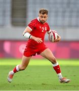 27 July 2021; Theo Sauder of Canada during the Men's Rugby Sevens quarter-final match between New Zealand and Canada at the Tokyo Stadium during the 2020 Tokyo Summer Olympic Games in Tokyo, Japan. Photo by Stephen McCarthy/Sportsfile