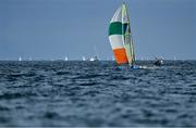 27 July 2021; Sean Waddilove, left, and Robert Dickson of Ireland lead the field on their way to victory in the men's 49er race 2 at the Enoshima Yacht Harbour during the 2020 Tokyo Summer Olympic Games in Tokyo, Japan. Photo by Brendan Moran/Sportsfile