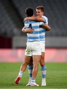 27 July 2021; Santiago Mare, right, and Ignacio Mendy of Argentina celebrate following the Men's Rugby Sevens quarter-final match between South Africa and Argentina at the Tokyo Stadium during the 2020 Tokyo Summer Olympic Games in Tokyo, Japan. Photo by Stephen McCarthy/Sportsfile