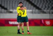 27 July 2021; Dylan Pietsch, left, and Josh Turner of Australia following the Men's Rugby Sevens quarter-final match between Fiji and Australia at the Tokyo Stadium during the 2020 Tokyo Summer Olympic Games in Tokyo, Japan. Photo by Stephen McCarthy/Sportsfile