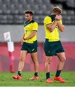 27 July 2021; Dejected Australia players Lachie Miller, right, and Josh Turner following the Men's Rugby Sevens quarter-final match between Fiji and Australia at the Tokyo Stadium during the 2020 Tokyo Summer Olympic Games in Tokyo, Japan. Photo by Stephen McCarthy/Sportsfile