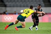 27 July 2021; Jerry Tuwai of Fiji is tackled by Lachlan Anderson of Australia during the Men's Rugby Sevens quarter-final match between Fiji and Australia at the Tokyo Stadium during the 2020 Tokyo Summer Olympic Games in Tokyo, Japan. Photo by Stephen McCarthy/Sportsfile