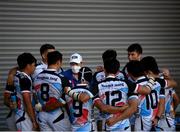 27 July 2021; Republic of Korea assistant coach Charles Louw speaks to players following the Men's Rugby Sevens 9th place play-off match between Ireland and Republic of Korea at the Tokyo Stadium during the 2020 Tokyo Summer Olympic Games in Tokyo, Japan. Photo by Stephen McCarthy/Sportsfile