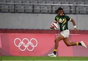 27 July 2021; Stedman Gans of South Africa during the Men's Rugby Sevens quarter-final match between South Africa and Argentina at the Tokyo Stadium during the 2020 Tokyo Summer Olympic Games in Tokyo, Japan. Photo by Stephen McCarthy/Sportsfile