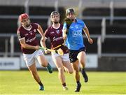 27 July 2021; Seamus Fenton of Dublin in action against Sean Neary and Diarmuid Kilcommins of Galway during the Leinster GAA U20 Hurling Championship Final match between Dublin and Galway at MW Hire O'Moore Park in Portlaoise, Laois. Photo by Matt Browne/Sportsfile