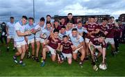 27 July 2021; Galway players celebrate with the cup after the Leinster GAA U20 Hurling Championship Final match between Dublin and Galway at MW Hire O'Moore Park in Portlaoise, Laois. Photo by Matt Browne/Sportsfile