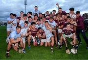 27 July 2021; Galway players celebrate with the cup after the Leinster GAA U20 Hurling Championship Final match between Dublin and Galway at MW Hire O'Moore Park in Portlaoise, Laois. Photo by Matt Browne/Sportsfile