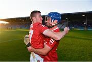 27 July 2021; Shane Kennedy of Cork, left, with team-mate Darragh O'Sullivan after the Electric Ireland Munster GAA Minor Hurling Championship Semi-Final match between Limerick and Cork at Semple Stadium in Thurles, Tipperary. Photo by Eóin Noonan/Sportsfile