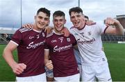 27 July 2021; Galway players, from left, Eoghan Greaghty, Evan Duggan and Paddy Rabbitte celebrate after the Leinster GAA U20 Hurling Championship Final match between Dublin and Galway at MW Hire O'Moore Park in Portlaoise, Laois. Photo by Matt Browne/Sportsfile
