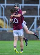 27 July 2021; Liam Collins, right, and Diarmuid Kilcommins of Galway celebrate after the Leinster GAA U20 Hurling Championship Final match between Dublin and Galway at MW Hire O'Moore Park in Portlaoise, Laois. Photo by Matt Browne/Sportsfile