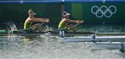 28 July 2021; Amanda Bateman, left, and Tara Rigney of Australia on their way to winning the women's double sculls final B at the Sea Forest Waterway during the 2020 Tokyo Summer Olympic Games in Tokyo, Japan. Photo by Seb Daly/Sportsfile