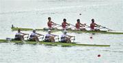 28 July 2021; China rowers, from left, Xudi Yi, Ha Zang, Dang Liu and Quan Zhang on their way to winning the Men's Quadruple Sculls Final B against eventual second place finishers Germany rowers, from left, Tim Ole Naske, Karl Schulze, Hans Gruhne and Max Appel, at the Sea Forest Waterway during the 2020 Tokyo Summer Olympic Games in Tokyo, Japan. Photo by Seb Daly/Sportsfile
