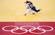 28 July 2021; Maria Perez of Puerto Rico, left, and Gemma Howell of Great Britain during their women's -70kg elimination round of 32 match at the Nippon Budokan during the 2020 Tokyo Summer Olympic Games in Tokyo, Japan. Photo by Stephen McCarthy/Sportsfile