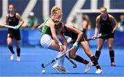 28 July 2021; Hanna Granitzki of Germany in action against Michelle Carey of Ireland during the women's pool A group stage match between Germany and Ireland at the Oi Hockey Stadium during the 2020 Tokyo Summer Olympic Games in Tokyo, Japan. Photo by Brendan Moran/Sportsfile
