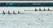 28 July 2021; Ireland rowers, from left, Aifric Keogh, Eimear Lambe, Fiona Murtagh and Emily Hegarty on their way to finishing third in the Women's Four final to win a bronze medal at the Sea Forest Waterway during the 2020 Tokyo Summer Olympic Games in Tokyo, Japan. Photo by Seb Daly/Sportsfile