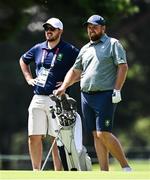 28 July 2021; Shane Lowry of Ireland and his caddie Alan Lowry during a practice round at the Kasumigaseki Country Club during the 2020 Tokyo Summer Olympic Games in Kawagoe, Saitama, Japan. Photo by Ramsey Cardy/Sportsfile