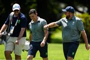 28 July 2021; Rory McIlroy, centre, and Shane Lowry of Ireland, with Shane Lowry's caddie Alan Lowry, left, during a practice round at the Kasumigaseki Country Club during the 2020 Tokyo Summer Olympic Games in Kawagoe, Saitama, Japan. Photo by Ramsey Cardy/Sportsfile
