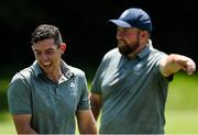 28 July 2021; Rory McIlroy, left, and Shane Lowry of Ireland during a practice round at the Kasumigaseki Country Club during the 2020 Tokyo Summer Olympic Games in Kawagoe, Saitama, Japan. Photo by Ramsey Cardy/Sportsfile
