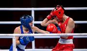 28 July 2021; Skye Nicolson of Australia, left, and Karriss Artingstall of Great Britain during their women's featherweight quarter-final bout at the Kokugikan Arena during the 2020 Tokyo Summer Olympic Games in Tokyo, Japan. Photo by Stephen McCarthy/Sportsfile