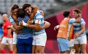 28 July 2021; Marcos Moneta, left, and Lucio Cinti of Argentina celebrate following the Men's Rugby Sevens bronze medal match between Great Britain and Argentina at the Tokyo Stadium during the 2020 Tokyo Summer Olympic Games in Tokyo, Japan. Photo by Ramsey Cardy/Sportsfile
