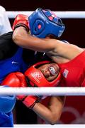 28 July 2021; Naomi Graham of United States, right, and Zenfira Magomedalieva of Russia Olympic Committee during their women's middleweight round of 16 bout at the Kokugikan Arena during the 2020 Tokyo Summer Olympic Games in Tokyo, Japan. Photo by Stephen McCarthy/Sportsfile
