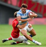 28 July 2021; Rodrigo Isgro of Argentina is tackled by Harry Glover of Great Britain during the Men's Rugby Sevens bronze medal match between Great Britain and Argentina at the Tokyo Stadium during the 2020 Tokyo Summer Olympic Games in Tokyo, Japan. Photo by Ramsey Cardy/Sportsfile