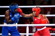 28 July 2021; Rady Adosinda Gramane of Mozambique, right, and Erika Stefania Pachito Jurado of Ecuador during their women's middleweight round of 16 bout at the Kokugikan Arena during the 2020 Tokyo Summer Olympic Games in Tokyo, Japan. Photo by Stephen McCarthy/Sportsfile