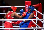 28 July 2021; Rady Adosinda Gramane of Mozambique, left, and Erika Stefania Pachito Jurado of Ecuador during their women's middleweight round of 16 bout at the Kokugikan Arena during the 2020 Tokyo Summer Olympic Games in Tokyo, Japan. Photo by Stephen McCarthy/Sportsfile