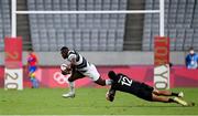 28 July 2021; Asaeli Tuivuaka of Fiji is tackled by Sione Molia of New Zealand during the Men's Rugby Sevens gold medal match between Fiji and New Zealand at the Tokyo Stadium during the 2020 Tokyo Summer Olympic Games in Tokyo, Japan. Photo by Ramsey Cardy/Sportsfile