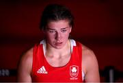 28 July 2021; Aoife O'Rourke of Ireland following defeat to Qian Li of China during their women's middleweight round of 16 bout at the Kokugikan Arena during the 2020 Tokyo Summer Olympic Games in Tokyo, Japan. Photo by Stephen McCarthy/Sportsfile