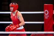 28 July 2021; Aoife O'Rourke of Ireland during her women's middleweight round of 16 bout at the Kokugikan Arena during the 2020 Tokyo Summer Olympic Games in Tokyo, Japan. Photo by Stephen McCarthy/Sportsfile