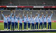 28 July 2021; The Argentina team with their bronze medals following the Men's Rugby Sevens bronze medal match between Great Britain and Argentina at the Tokyo Stadium during the 2020 Tokyo Summer Olympic Games in Tokyo, Japan. Photo by Ramsey Cardy/Sportsfile
