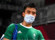 28 July 2021; Nhat Nyugen of Ireland leaves the court following defeat in the men's singles group play stage match against Tzu-Wei Wang of Chinese Taipei at the Musashino Forest Sport Plaza during the 2020 Tokyo Summer Olympic Games in Tokyo, Japan. Photo by Brendan Moran/Sportsfile