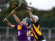 28 July 2021; Simon Roche of Wexford in action against Sean Moore of Kilkenny during the 2021 Electric Ireland Leinster Minor Hurling Championship Final match between Kilkenny and Wexford at Netwatch Cullen Park in Carlow. Photo by Matt Browne/Sportsfile