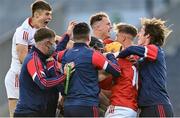 28 July 2021; Cork players celebrate at the final whistle after their side's victory in the Munster GAA Hurling U20 Championship Final match between Cork and Limerick at Páirc Uí Chaoimh in Cork. Photo by Piaras Ó Mídheach/Sportsfile