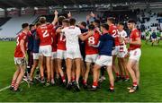 28 July 2021; Cork players celebrate after their side's victory in the Munster GAA Hurling U20 Championship Final match between Cork and Limerick at Páirc Uí Chaoimh in Cork. Photo by Piaras Ó Mídheach/Sportsfile