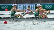 29 July 2021; Aoife Casey, left, and Margaret Cremen of Ireland cross the line to finish in second place in the Women's Lightweight Double Sculls final B at the Sea Forest Waterway during the 2020 Tokyo Summer Olympic Games in Tokyo, Japan. Photo by Seb Daly/Sportsfile