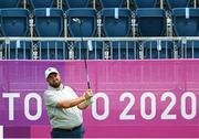 29 July 2021; Shane Lowry of Ireland plays his tee shot on the first hole during round 1 of the men's individual stroke play at the Kasumigaseki Country Club during the 2020 Tokyo Summer Olympic Games in Kawagoe, Saitama, Japan. Photo by Stephen McCarthy/Sportsfile