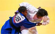29 July 2021; Madeleine Malonga of France, right, and Kaliema Antomarchi of Cuba during their women's -78 kg quarter-final match at the Nippon Budokan during the 2020 Tokyo Summer Olympic Games in Tokyo, Japan. Photo by Ramsey Cardy/Sportsfile