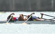 29 July 2021; Caetano Horta Pombo, left, and Manel Balastegui of Spain react after winning the Men's Lightweight Double Sculls final B at the Sea Forest Waterway during the 2020 Tokyo Summer Olympic Games in Tokyo, Japan. Photo by Seb Daly/Sportsfile