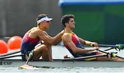 29 July 2021; Caetano Horta Pombo, left, and Manel Balastegui of Spain celebrate after winning the Men's Lightweight Double Sculls final B at the Sea Forest Waterway during the 2020 Tokyo Summer Olympic Games in Tokyo, Japan. Photo by Brendan Moran/Sportsfile