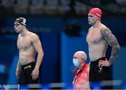 29 July 2021; Adam Peaty of Great Britain, right, during the heats of the Mixed 4 x 100m Medley Relay at the Tokyo Aquatics Centre during the 2020 Tokyo Summer Olympic Games in Tokyo, Japan. Photo by Ramsey Cardy/Sportsfile