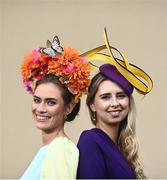 29 July 2021; Racegoers Catherine Furlong, from Wexford, left, and Katrina Butler, from Waterford, prior to racing on day four of the Galway Races Summer Festival at Ballybrit Racecourse in Galway. Photo by David Fitzgerald/Sportsfile